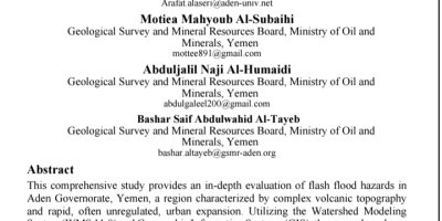 نشر دراسة علمية حول مخاطر السيول في محافظة عدن – فبراير 2026
